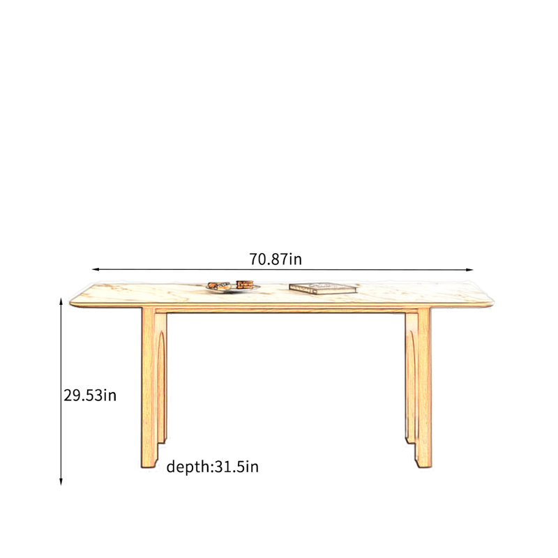 Table de salle à manger en bois massif, H 29,53 po x L 70,87 po x l 31,5 po