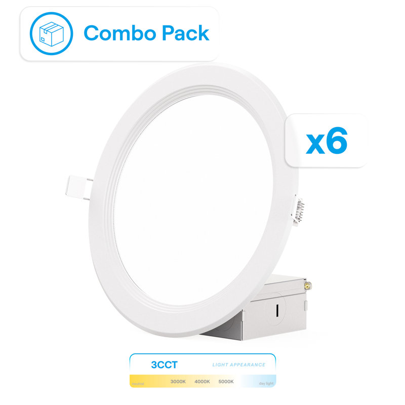 Ensemble de plafonniers encastrés à DEL 6 pouces Infibrite Thin, 3CCT, 6 pouces, Blanc