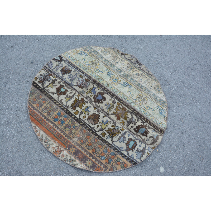 Tapis antiques verts, tapis turcs, tapis frais, tapis décoratifs de 4 pi 4 po, tapis marocains, tapis rétro