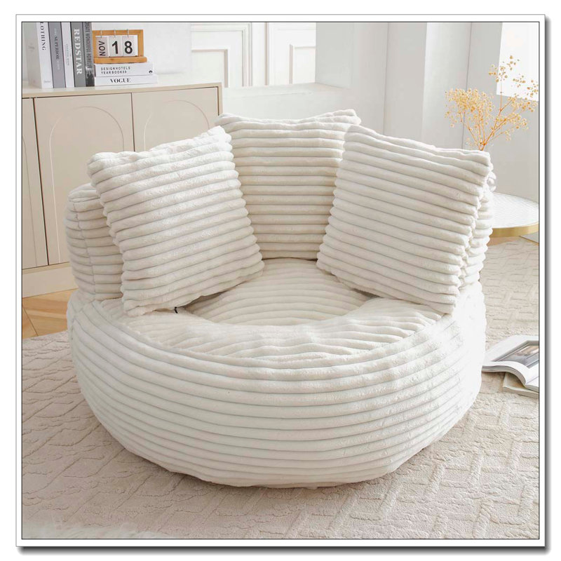 Grande chaise en velours côtelé avec bourre, Beige