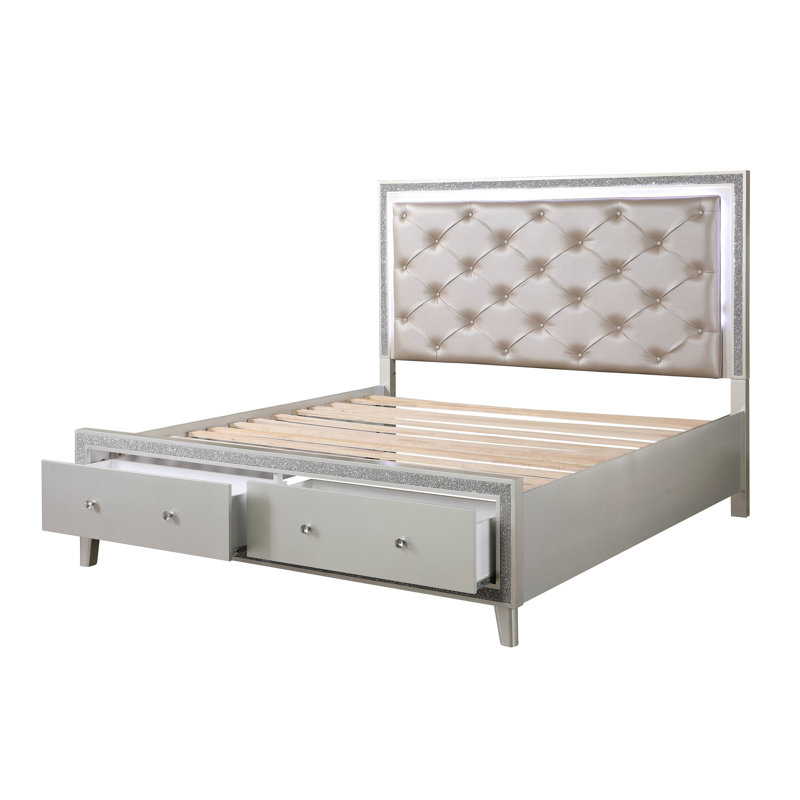 Lit plateforme tapissier avec rangement Coutee, Très grand