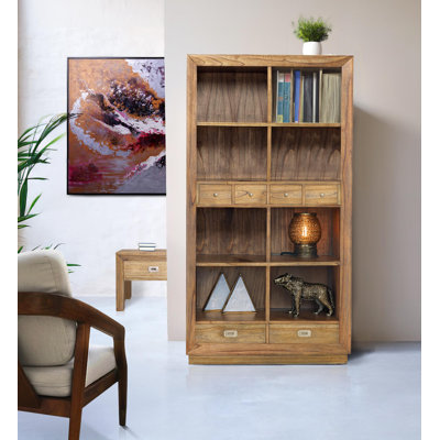 Merapi 190cm H x 100cm W Solid Wood Standard Bookcase
