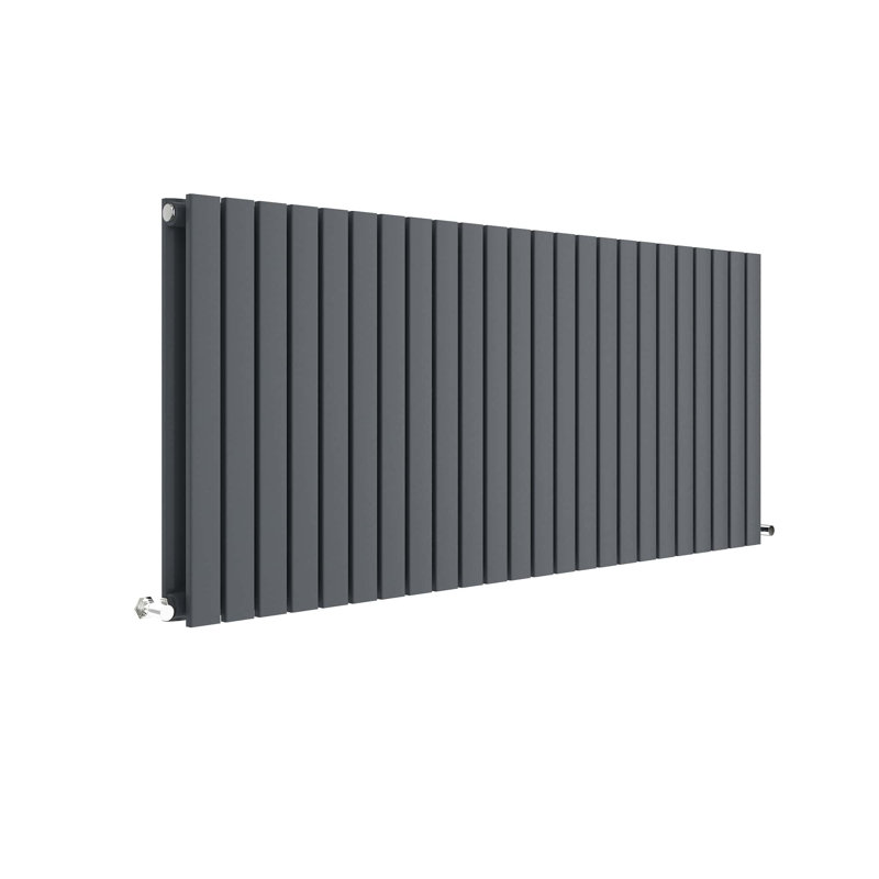 Sloane Horizontal Standard Radiator, Grey, 60cm H x 139.8cm W x 7.2cm D