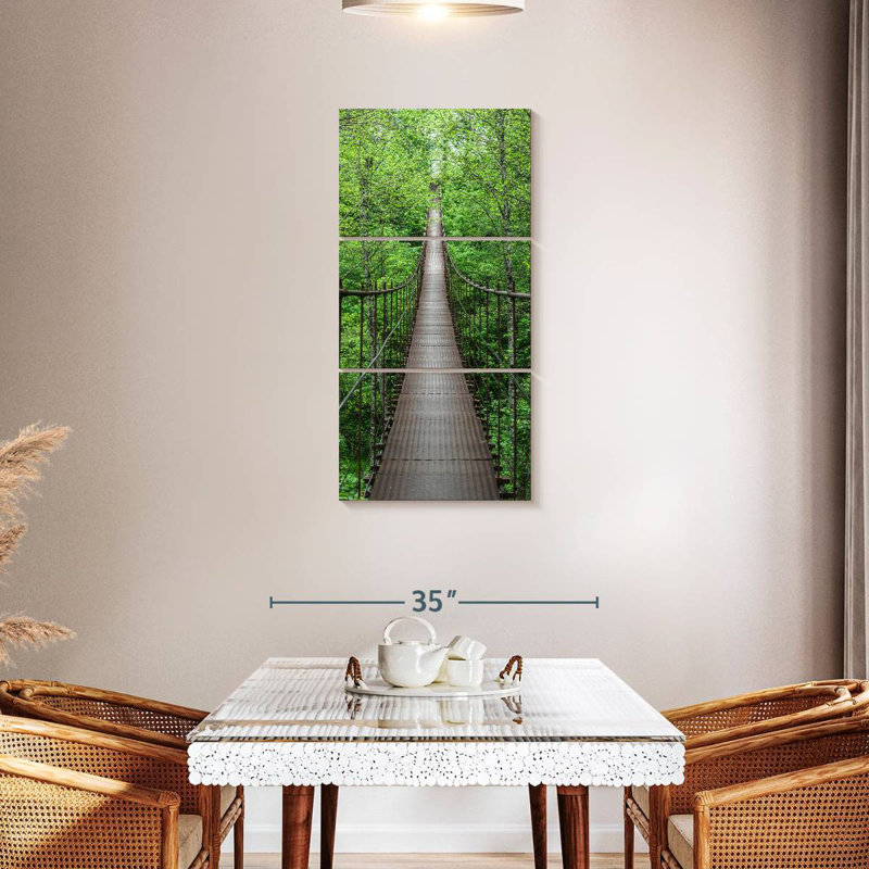 Pont dans la forêt, H 44 po x l 21 po