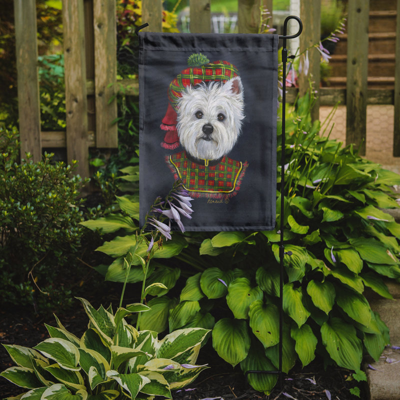 Drapeau de jardin en polyester à 2 côtés Graziello Bichon Frise Do It Better 1 x 0,11 pi, Westie avec tissu carreauté