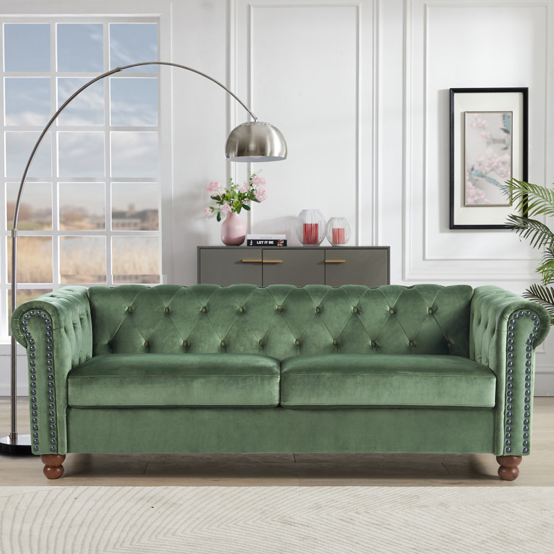 Canapé capitonné Chesterfield 80 po Newell, Vert