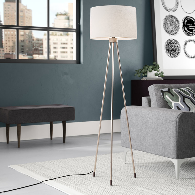Lampe trépied 59 po Naswith, Blanc