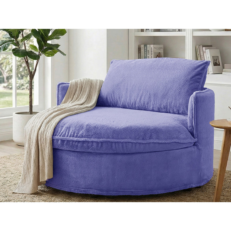 Canapé-lit rond 59 po en fausse fourrure, Mauve