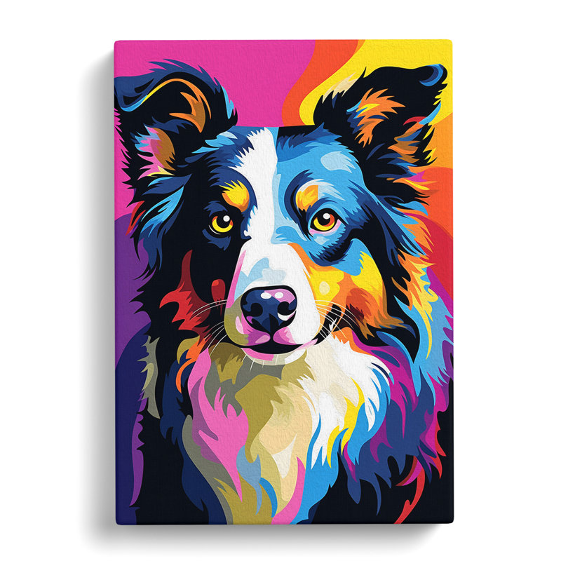 Border Collie Pop - Wrapped Canvas, 60cm H x 40cm W x 3cm D