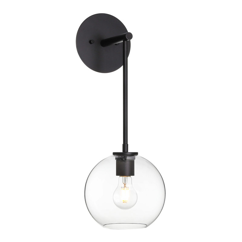 Azareyah Vanity Lights, Modern 1 Light Globe Glass Bath Sconces Wall Light, Matte Black