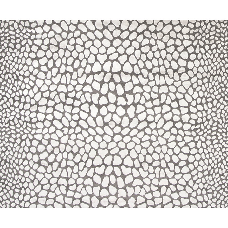 Tapis gris et argent noué à la main de haute qualité