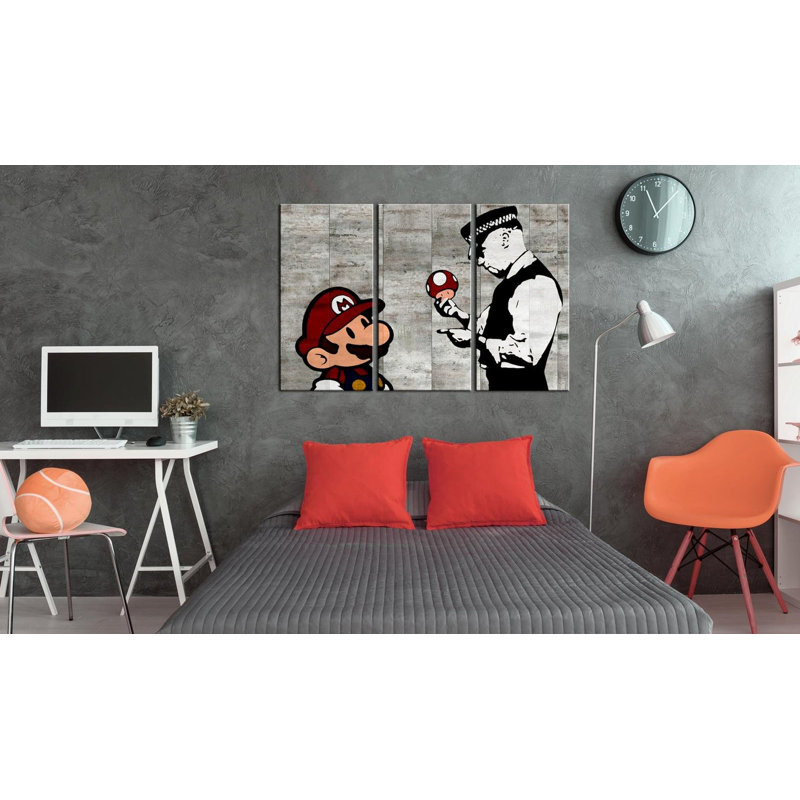Banksy Mario Bros, reproduction sur toile, H 24 po x l 36 po