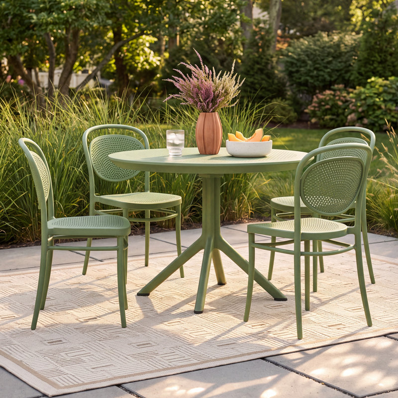 Farrah Marcel 5 Person Dining Set, Olive Green