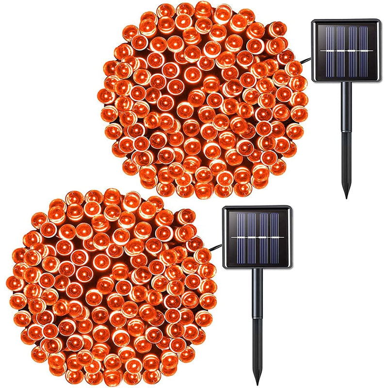 Devondra 42.7' LED Solar Powered 100 - Bulb String Lights, Orange