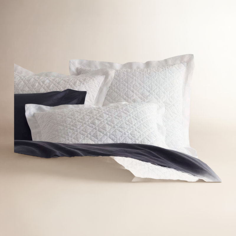 Washed Linen Quilt, Full/Queen Quilt, White