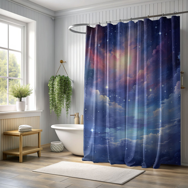 Nightscape - 1 Piece Standard Shower Curtain, 74"H x 71"W
