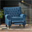 Fauteuil à dossier en tissu bleu marine de style classique