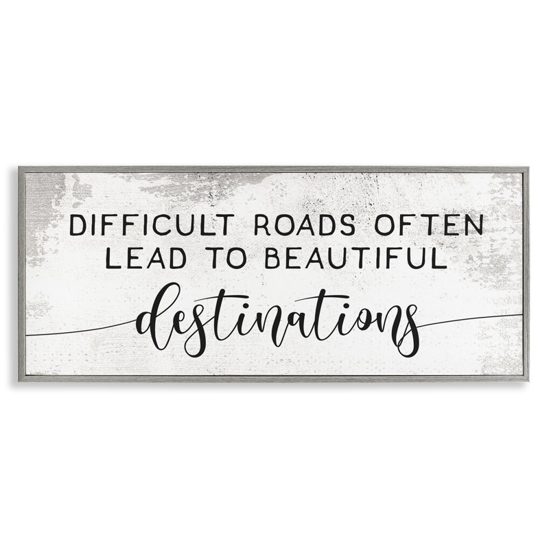 «Distress Diff Diffic Roads to Beautiful Destinations» par Daphne Polselli - impression d'art textuel, H 10 po x l 24 po