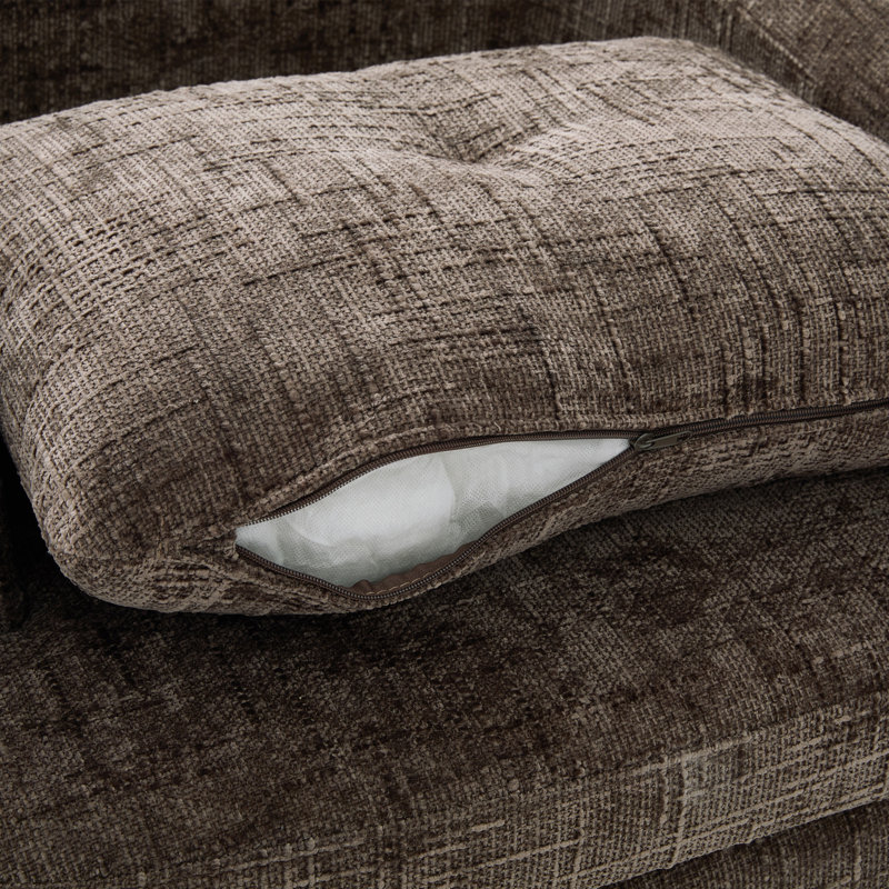 Fauteuil demi-tonneau pivotant à 36 ° avec base en métal 36,6 po Chenille, Brun
