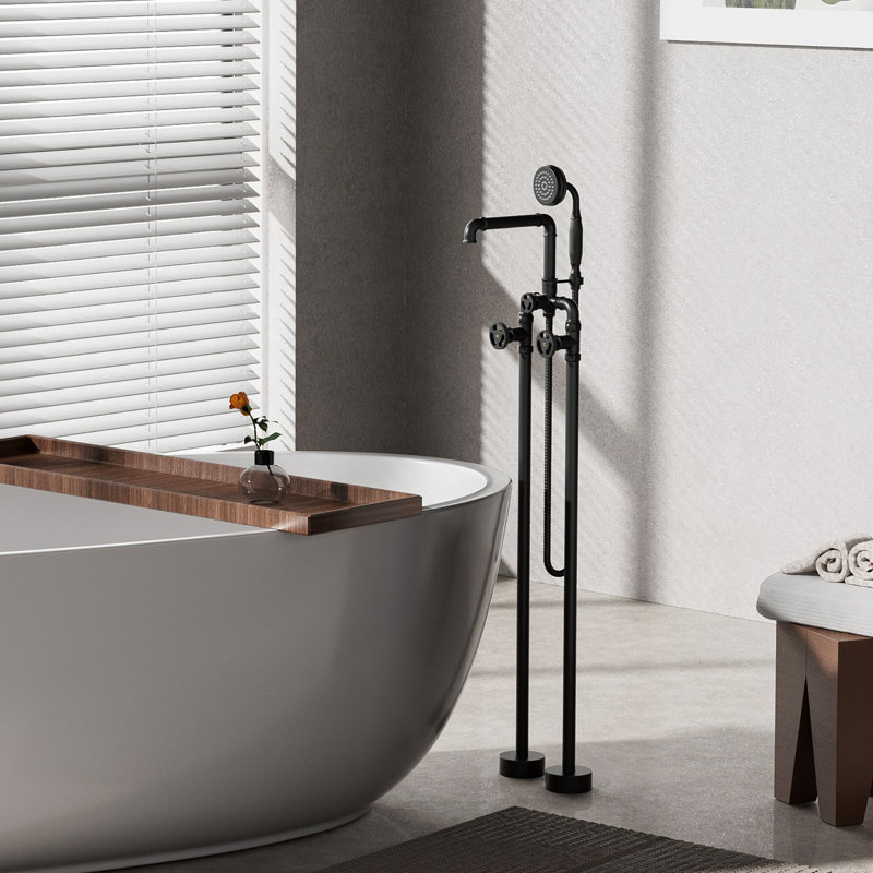 Freestanding Tub Filler with Diverter, Matte Black