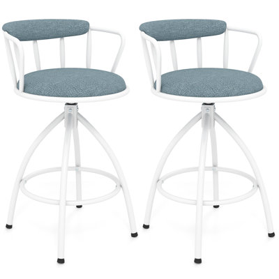 Swivel Upholstered Counter Stool with Metal Frame
