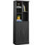 Armoire polyvalente à six tablettes réglables brun noir pour un rangement pratique dans la buanderie, le bureau et le vestibule