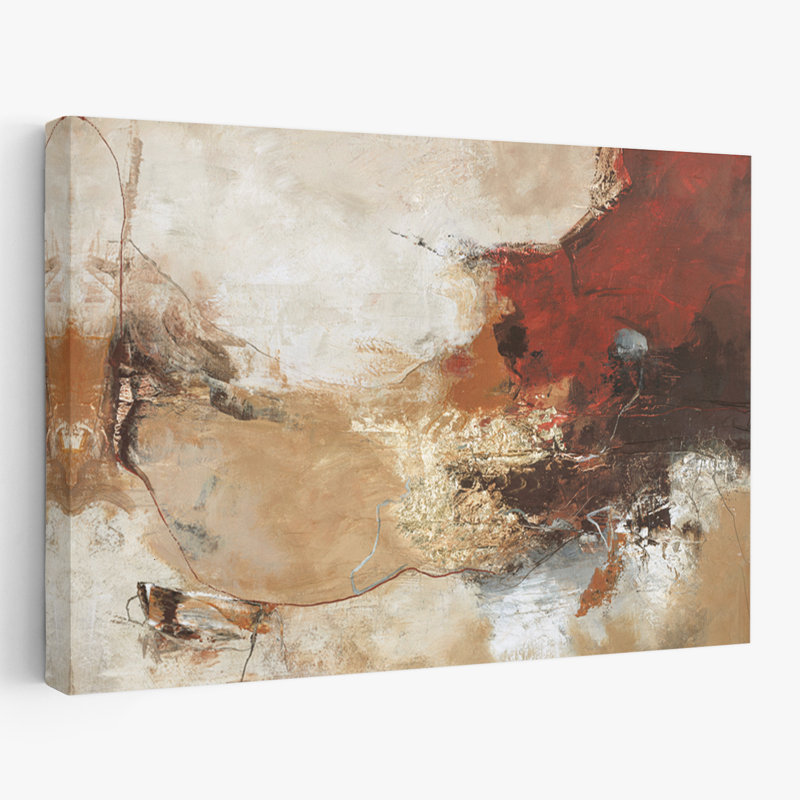 Courbure - art abstrait gris brun rouge, H 24 po x l 16 po