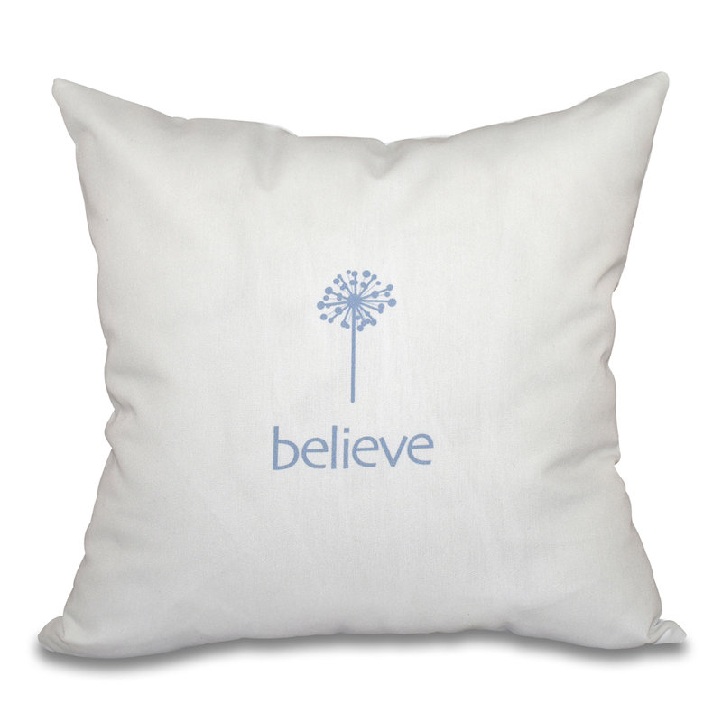 Housse de coussin carrée « Wish », Bleu, H 20 po x l 20 po