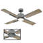 Ventilateur de plafond intelligent d'intérieur / extérieur à 4 pales de 56 po gris / gris vieilli avec ensemble d'éclairage à DEL et télécommande inclus-32650313