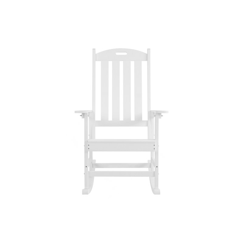 Rocking chair white color, suitable for all seasons: Outdoor lounge chair, made of sturdy material, equipped with 304 stainless steel accessories.
