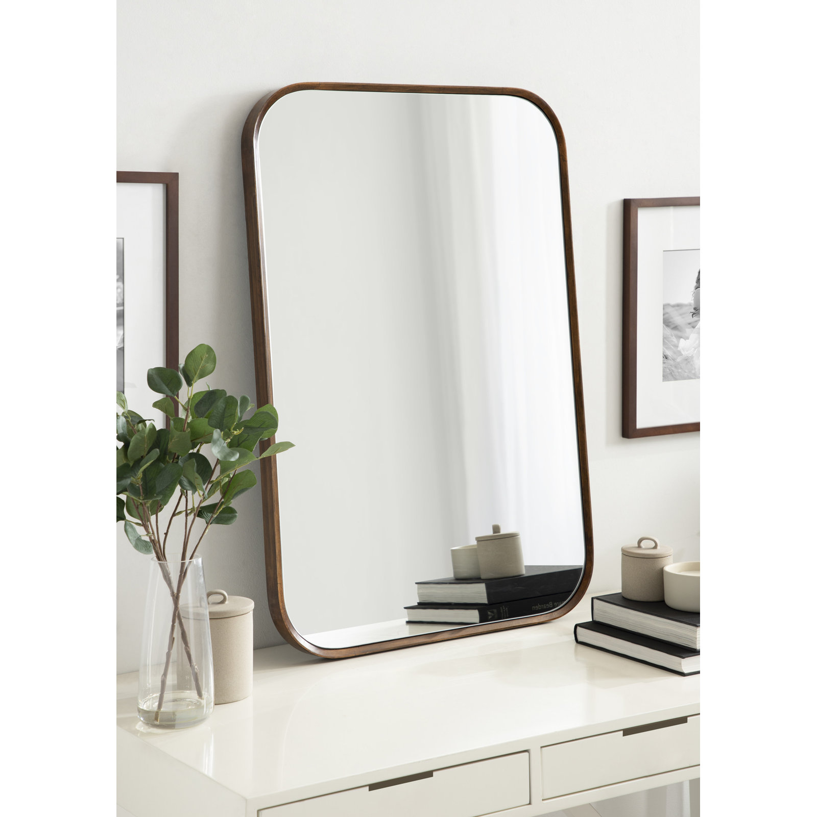 Roberts Accent Mirror, Walnut Brown, 34" x 22.25"