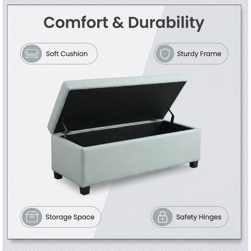 Spacious Storage Ottoman Bench with Easy Lid, Durable Wooden Legs, and Soft Polyester Fabric for Versatile Use in Entryways and Bedrooms.