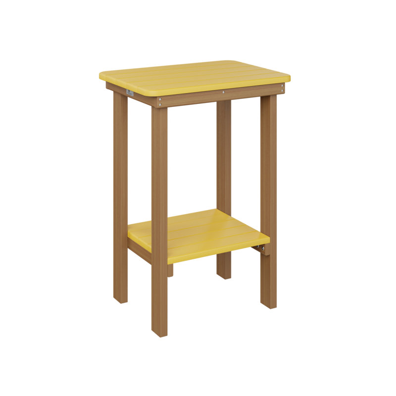 Berlin Gardens Rectangular End Counter Table, Sunburst Yellow, Natural Teak