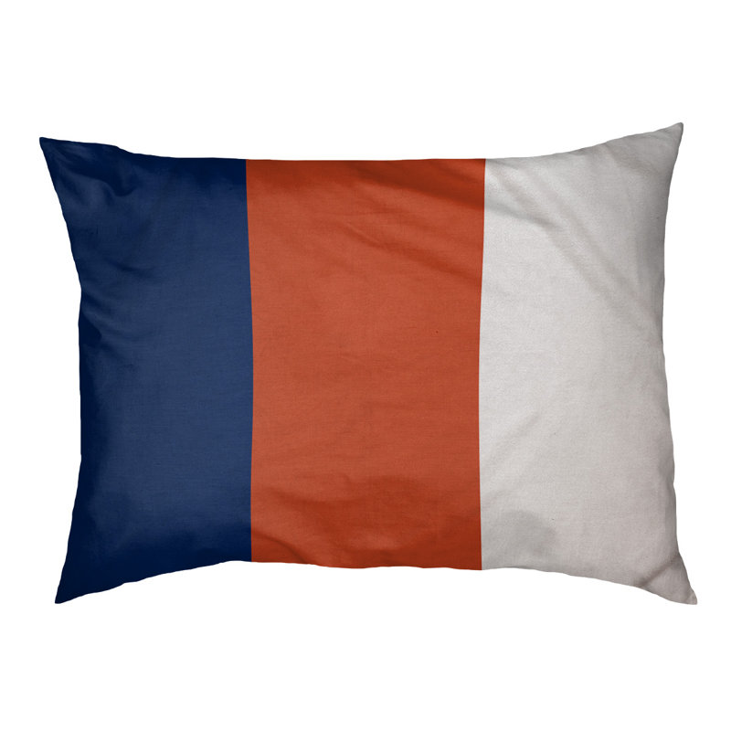 Coussin rectangulaire designer Seattle, Grand (L 40 po x l 50 po), Orange / bleu marine / blanc