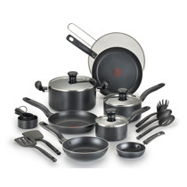  T-fal Ultimate Hard Anodized Nonstick Cookware Set 17 Piece  Oven Safe 400F, Lid Safe 350F Pots and Pans, Dishwasher Safe Black: Home &  Kitchen