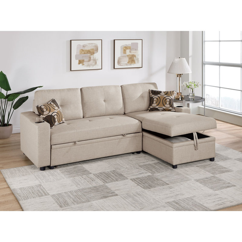 Canapé modulaire convertible en tissu Dorris, Beige