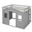 Lit mezzanine double avec - Gris, fait de bois massif pour la longévité gris, offrant une solution de chambre à coucher à la mode-121015864-121015867