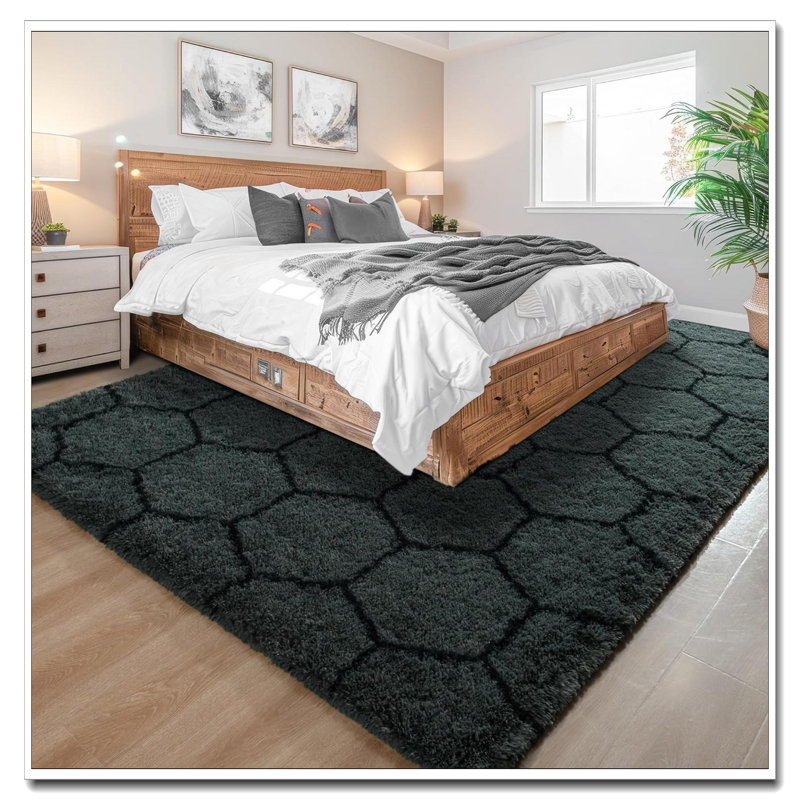 Noahas Fluffy Dusk Grey 6X9 Area Rug For Bedroom Living Room, Thick Shag Throw Floor Carpet, Soft Shaggy Non-Slip Bedside Nursery Kids Home Decor Rug