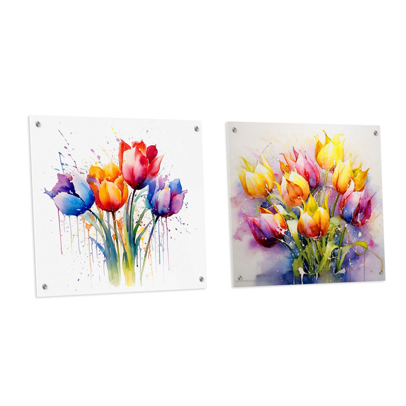 Herald - Ensemble de 2 tulipes murales en acrylique, H 16 po x l 33 po