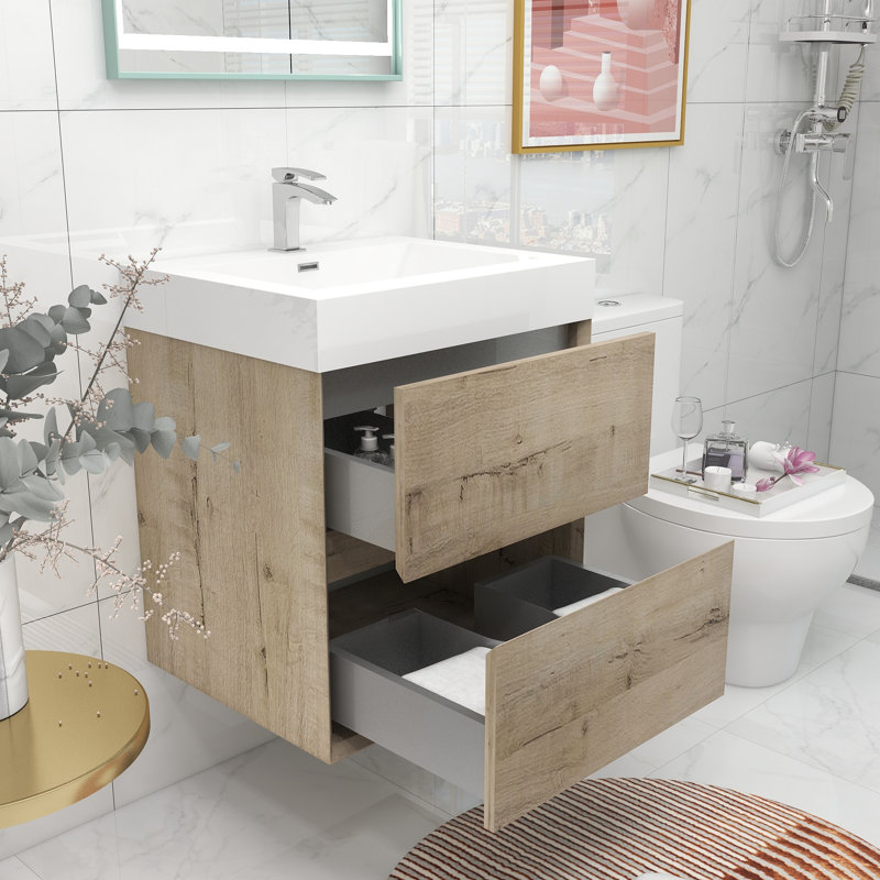 Ensemble de meuble-lavabo simple l 24 po, Chêne clair