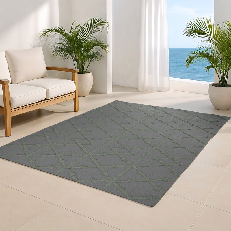 Tapis gris intérieur et extérieur Trellis, Rectangulaire 8 pi x 10 pi