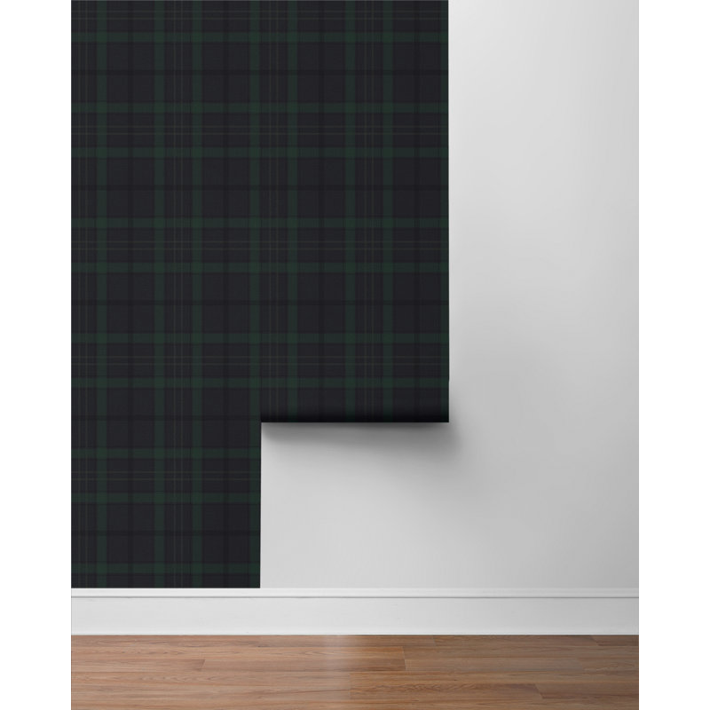 Papier peint auto-adhésif à carreaux Ebav Designs, Bleu / Vert, L 33 po x l 20,90 po, Papier