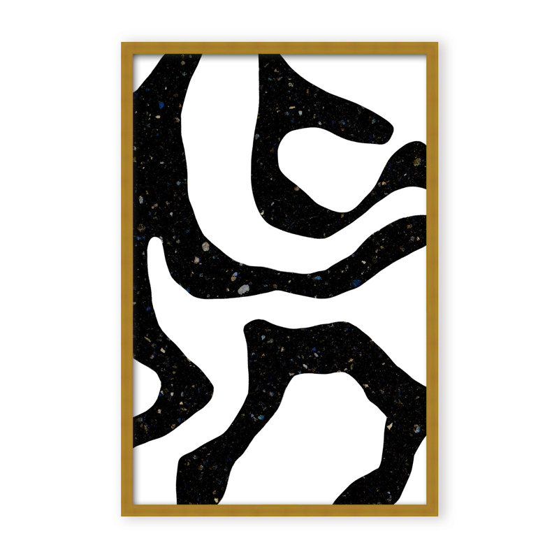 Abstract Black Gems by  - Picture Frame Painting on Paper, 36" H x 24" W x 1.125" D, Black, Framed Print