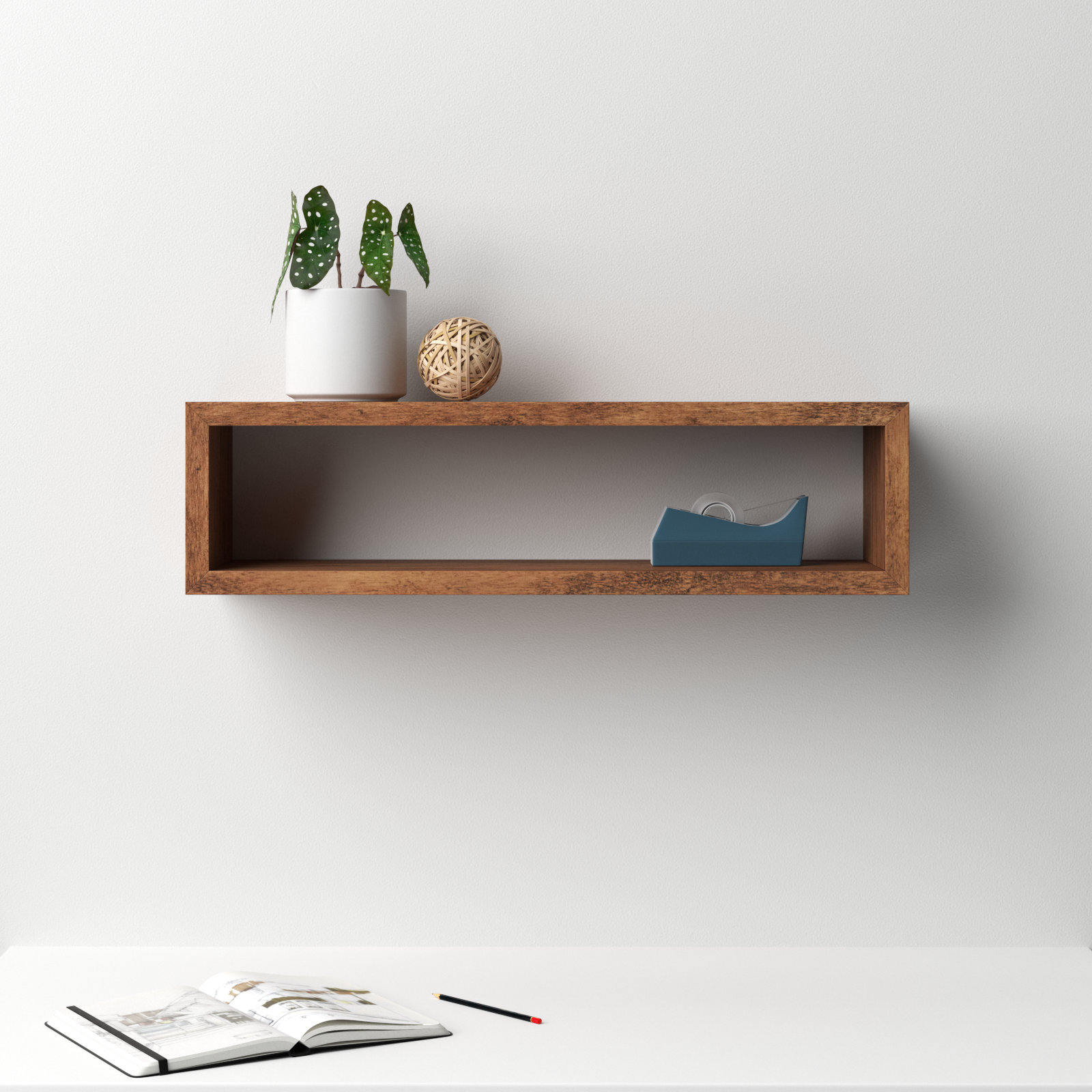Robin 30" Floating Shelf, 8" H x 30" W x 8" D, Rustic Brown