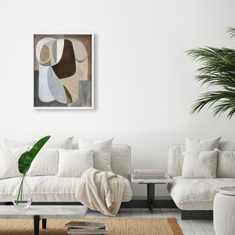 Oliver Gal Stone and Breeze I Abstract - Luxury Shadowbox Framed Wall Art, 31.5" H x 25.5" W, White