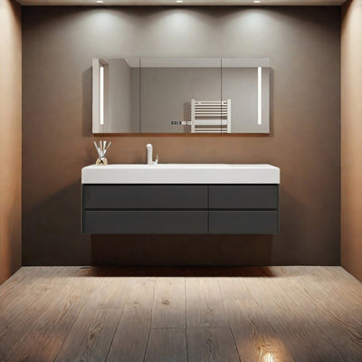 Armoire de salle de bain élégante de style crème