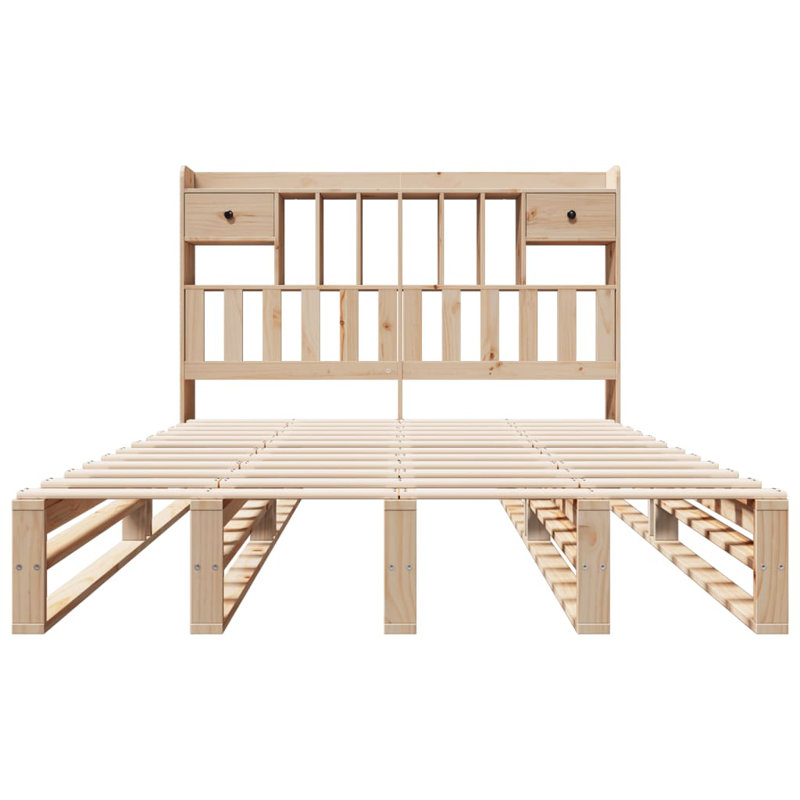 Fotou Solid Wood Bed, Brown, 25.5cm H x 200cm W x 140cm D
