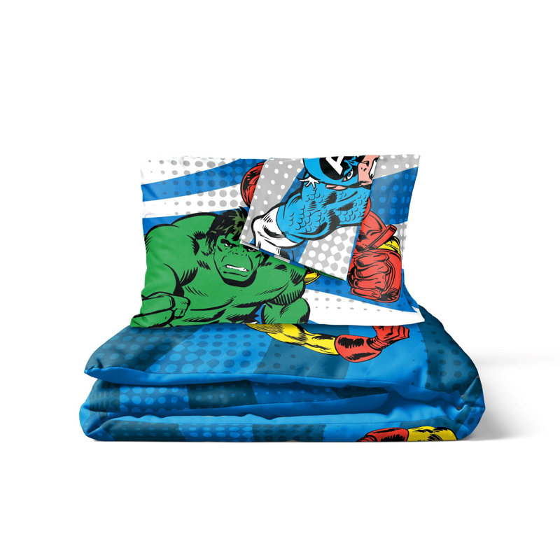 Marvel Comics Avengers 100% Cotton Double Duvet Cover Set - Superhero Collection Includes 50 x 70cm Pillowcases
