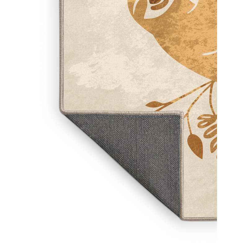 Soft Plush Fincastle Sloth Minimalist Ombre Area Rug in Beige – Beige Binding, 4x6