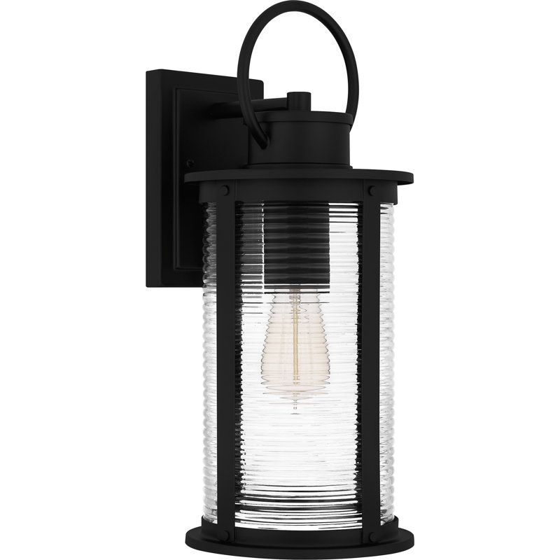 Abhiraam 1-Light Matte Black Outdoor Wall Lantern, 18" H x 7.5" W x 8.75" D